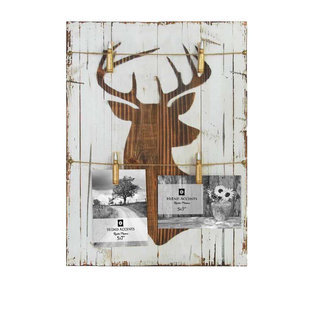 HiEnd Accents Wooden Picture Holder with Deer Bust