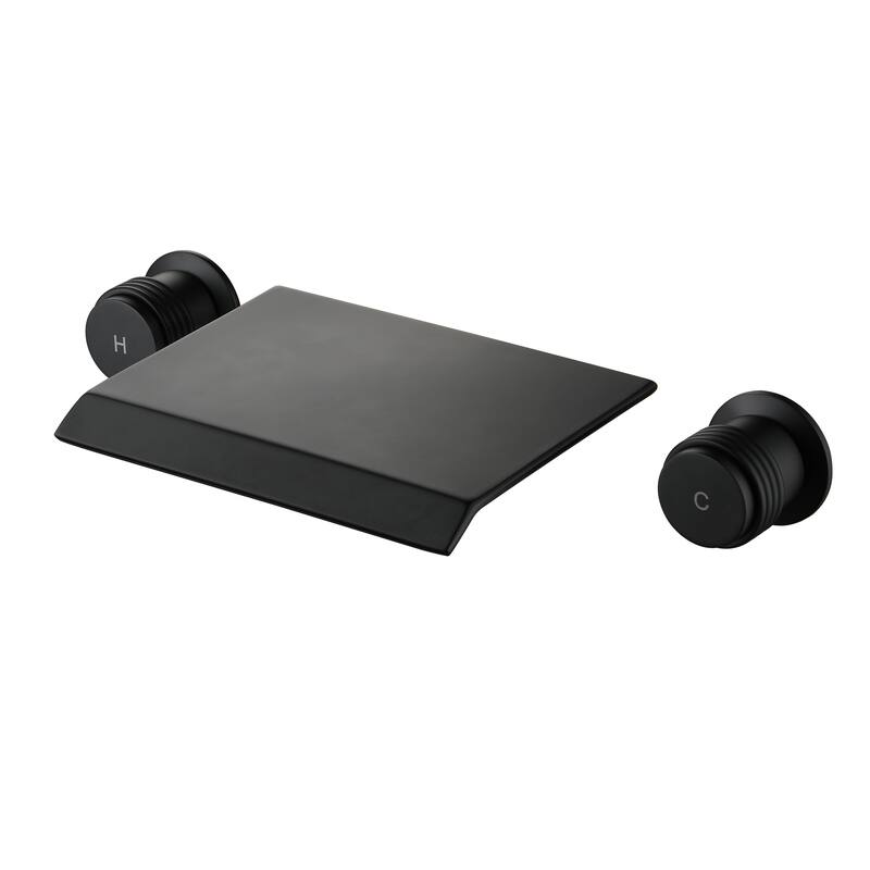 8 Inch Widespread Brushed Gold Waterfall Basin Faucet Deck Mounted - Matte Black