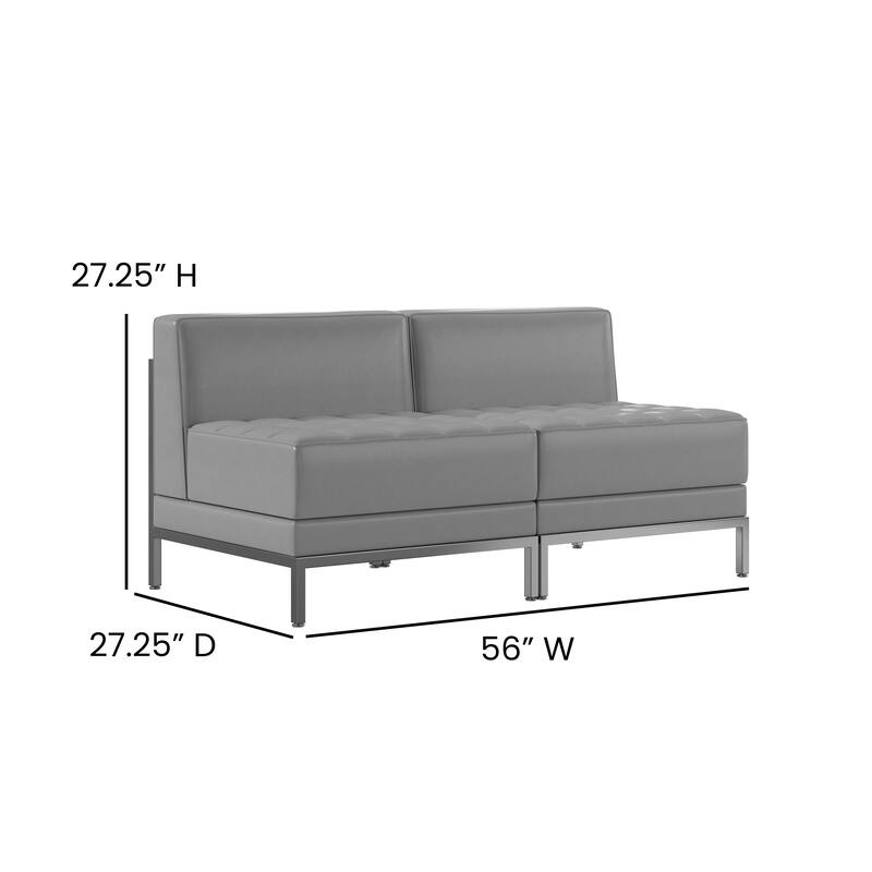 2 Piece LeatherSoft Modular Lounge Set with Taut Back and Seat - 56"W x 28.75"D x 27.25"H
