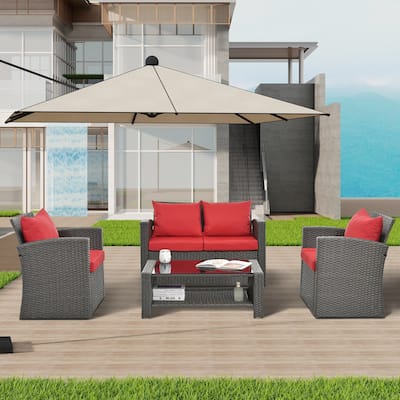 Dark Grey Patio Furniture Set (4 PCS)