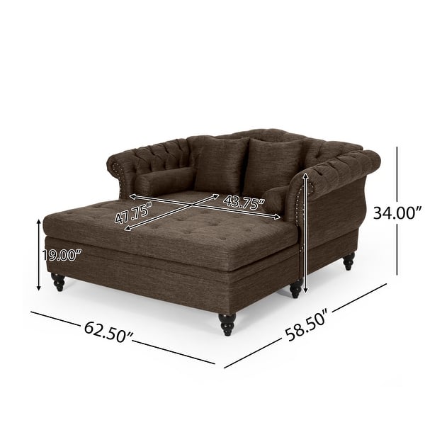 dimension image slide 1 of 4, Wellston Tufted Double Chaise Lounge by Christopher Knight Home - 62.50" L x 58.50" W x 34.00" H