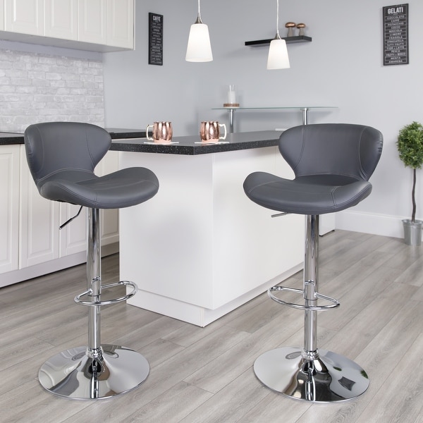 Porch & Den Graffian Adjustable Height Bar Stool with Chrome Base - 19.25"W x 19"D x 33.75" - 42.25"H