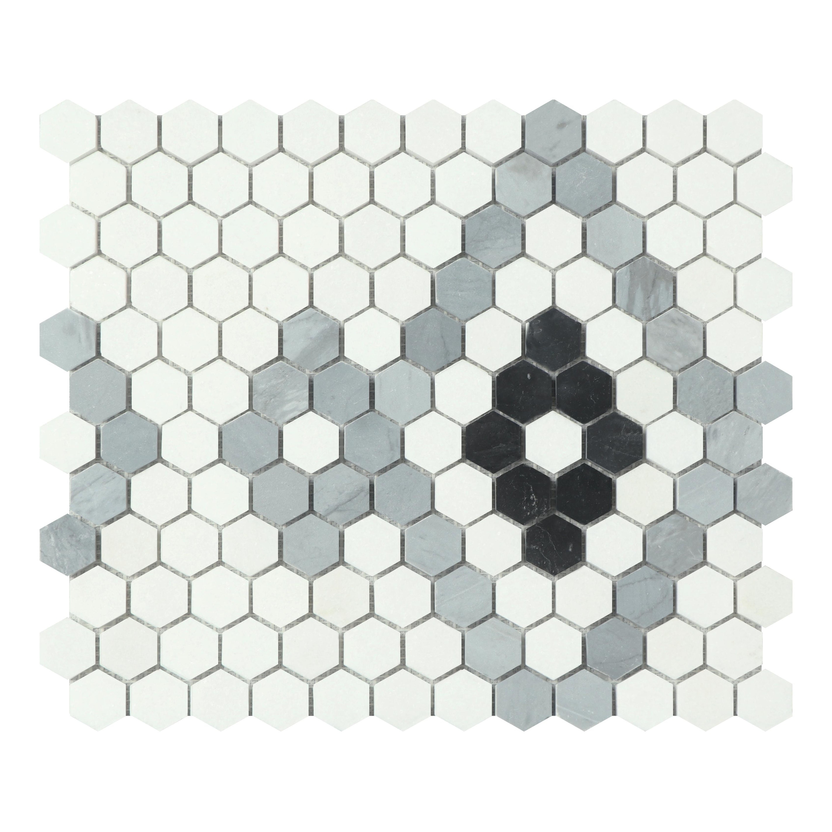 1" Hexagon Marble Pattern Mosaic Wall & Floor Tile - Case (10 Sheets)