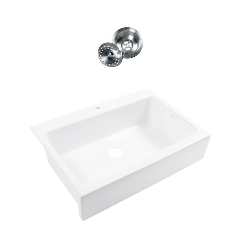SINKOLOGY Jackson 33 In. 4-Hole Drop-in Single Bowl Crisp White Sinkology Drop In Kitchen Sinks Sk411 33fc 4cou 64 600