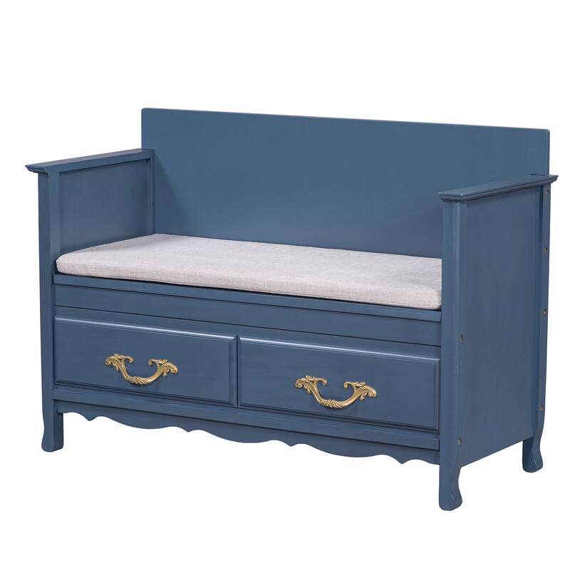 Shoe Bench with Removable Cushion,Hidden Storage and Back