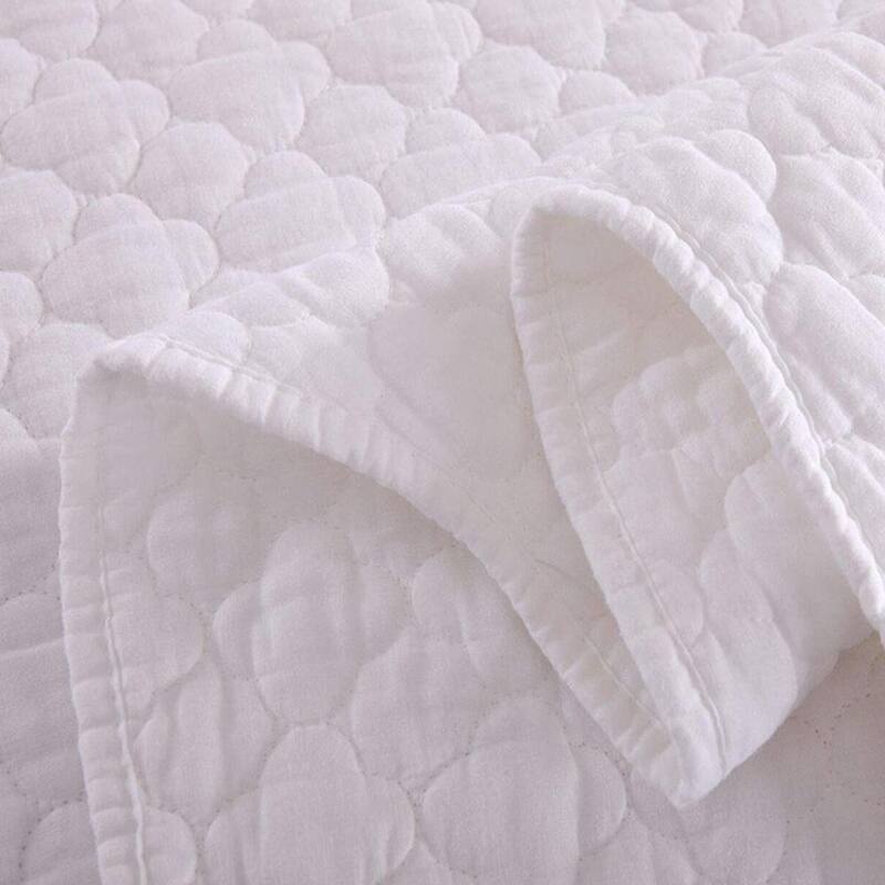 3pc King Size 100% Cotton Quilt Set Lightweight Bedspread White
