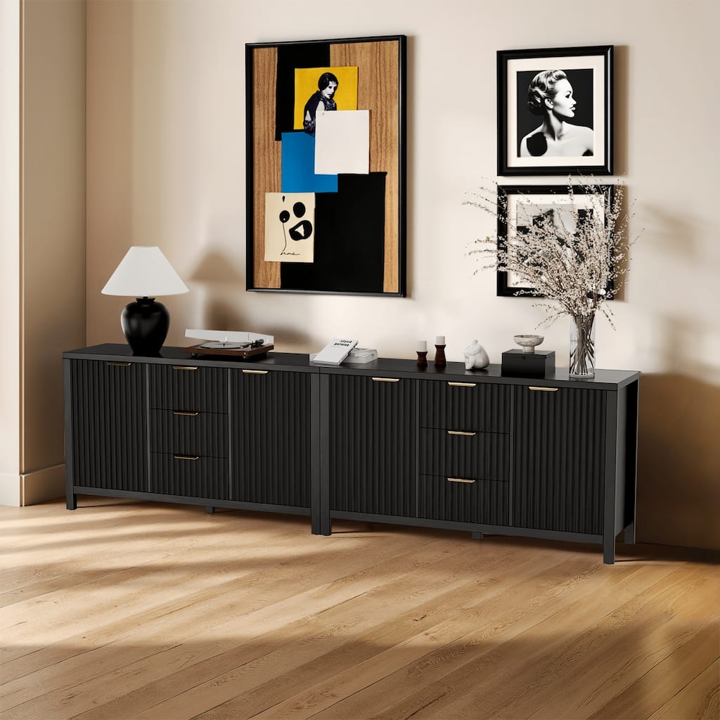 47" Modern Credenza with Adjustable Shelves Storage Cabinet
