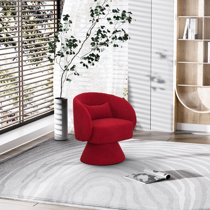 Ouyessir Teddy Sherpa Upholstered Swivel Cuddle Barrel Sofa Chairs