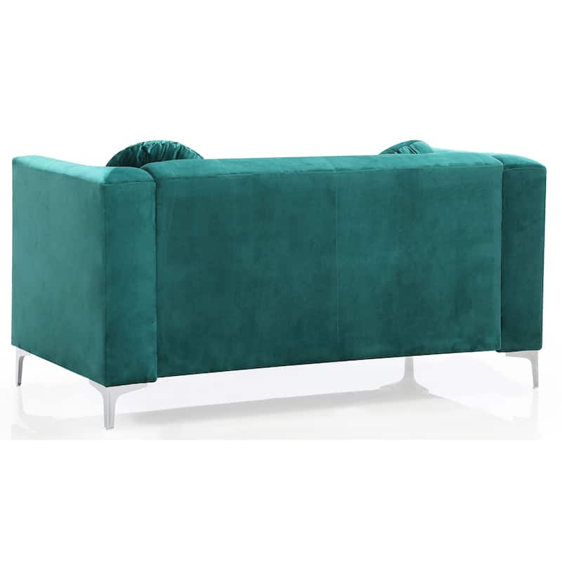 Pompano Velvet Button Tufted Loveseat