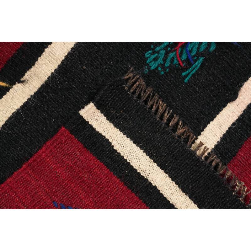 Hand Woven Oriental 100% Wool Carpet Southwestern Tribal Red Kilim Area Rug - 9' 4'' X 5' 4''