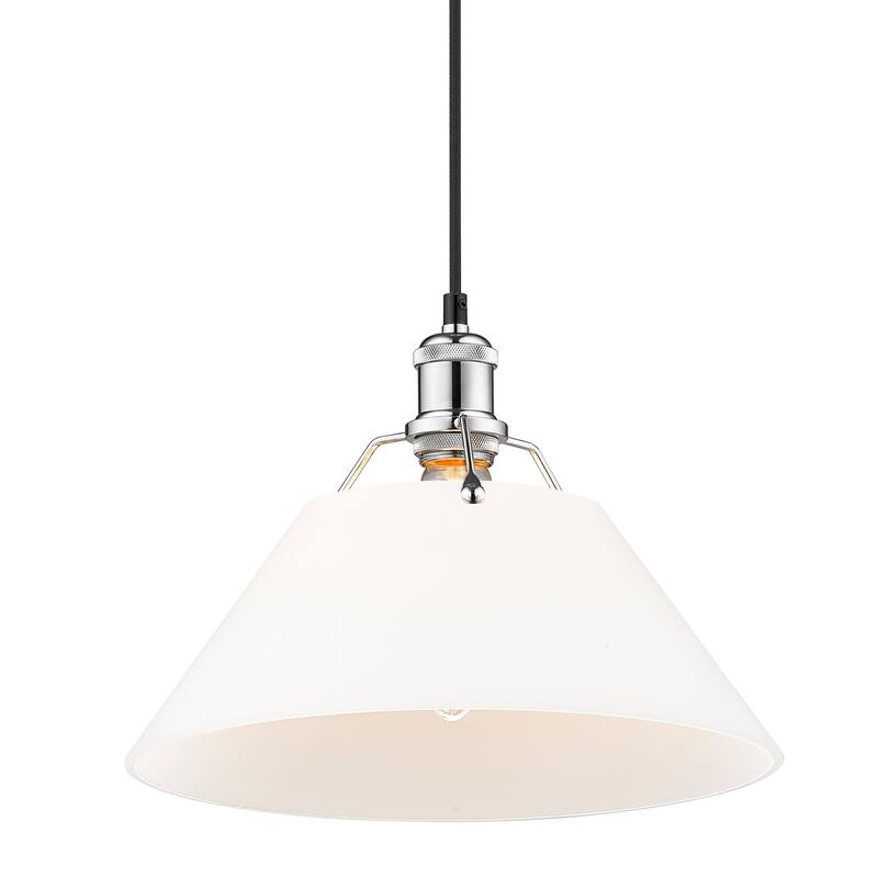 Orwell 14" Wide Large Pendant in Chrome with Opal Glass - Silver