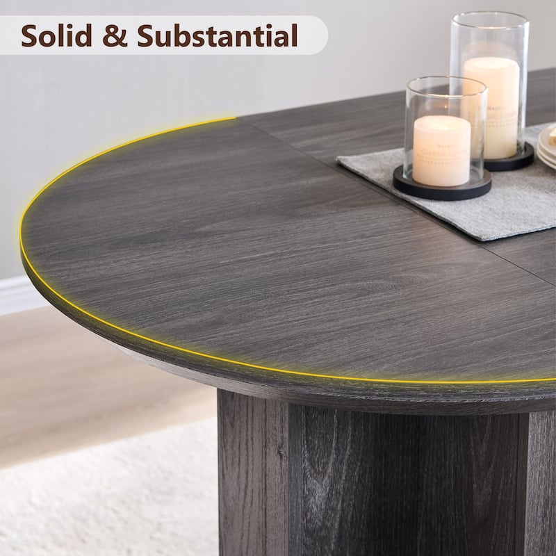 Modern 63" Oval Dining Table, Kitchen Table with Sturdy T-Shaped Base
