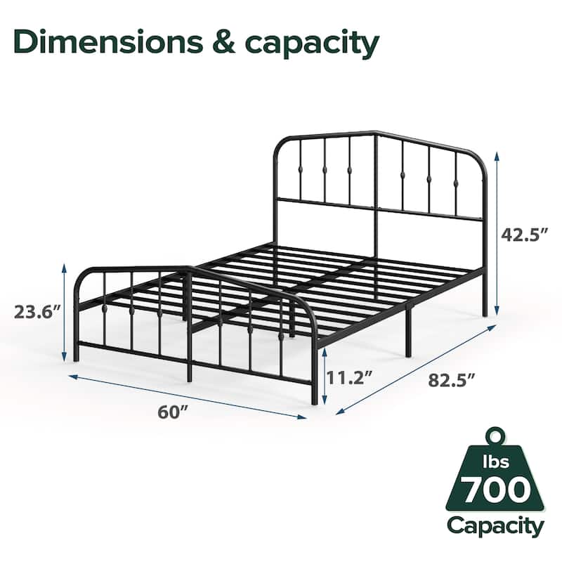 Priage by ZINUS Traditional Metal Platform Bed Frame - Black - Queen