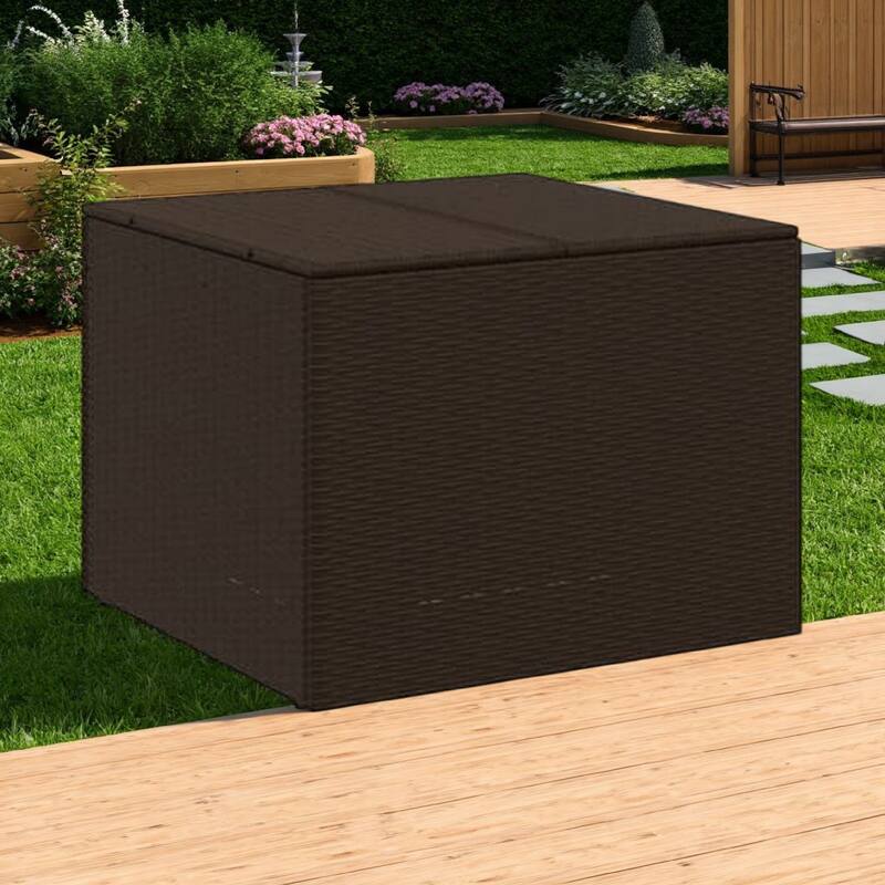 Outdoor Garden Storage Box, Removable Bag, Brown Poly Rattan Woven