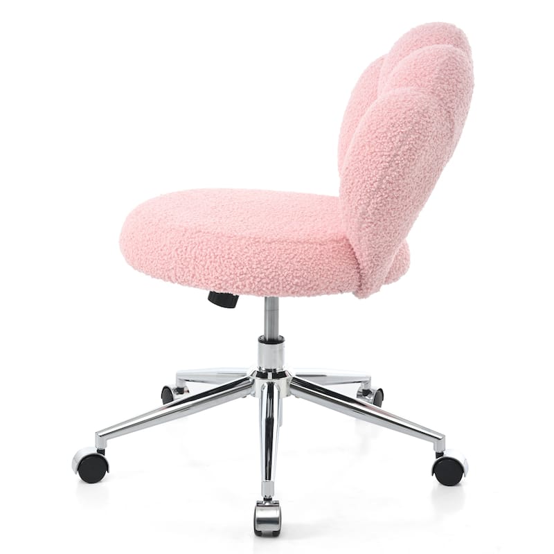 360° Swivel Chair Ergonomic Design Home Office Chair with Teddy Fabric, for Home Office Study and Bedroom, Yellow