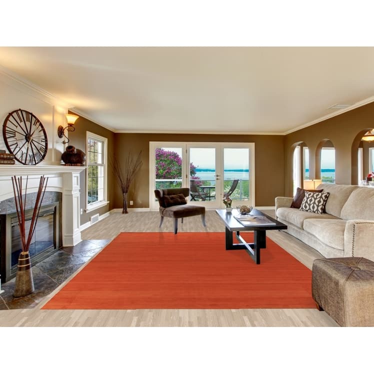 Modern Orange Gabbeh Oriental Area Rug Handmade Wool Carpet - 8'4" x 11'4"