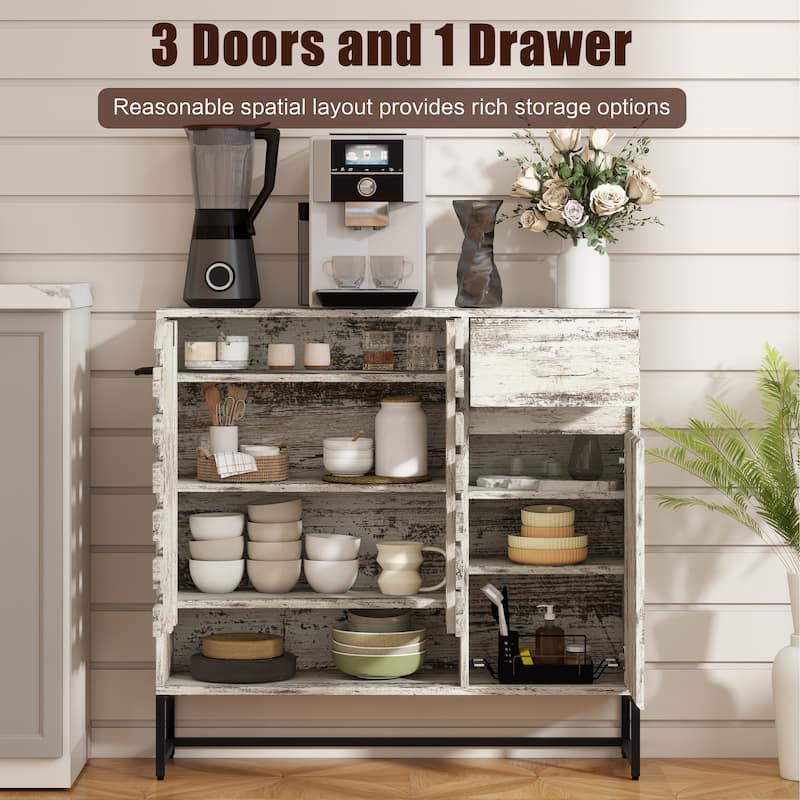 Farmhouse Cabinet, 44.3" Storage Console Table with Drawer and Cabinet for Entryway, Living Room & Kitchen