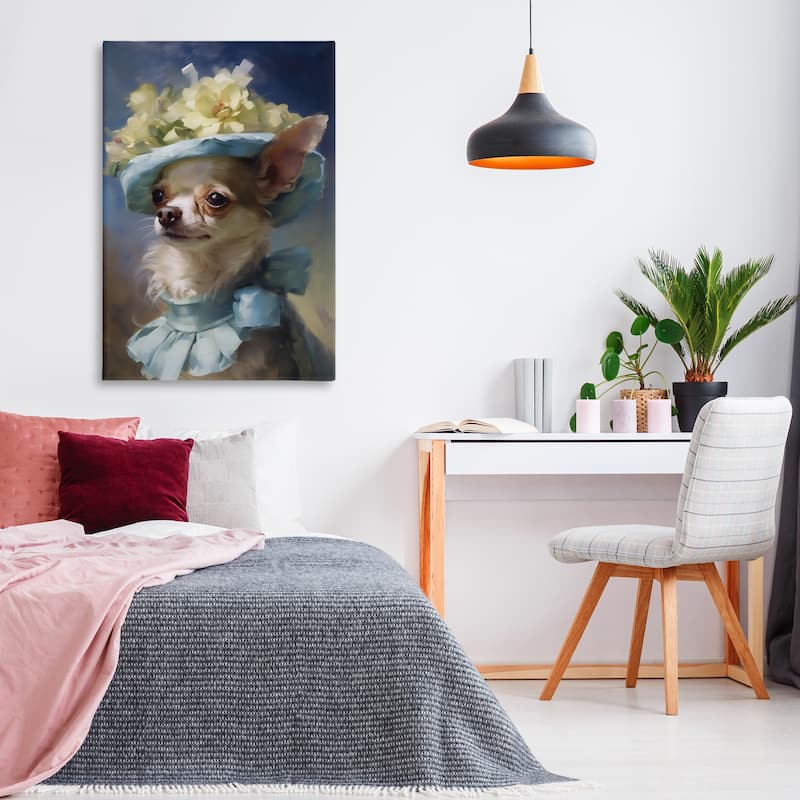Stupell Dog with Fashionable Hat Canvas Wall Art Design By Wumples