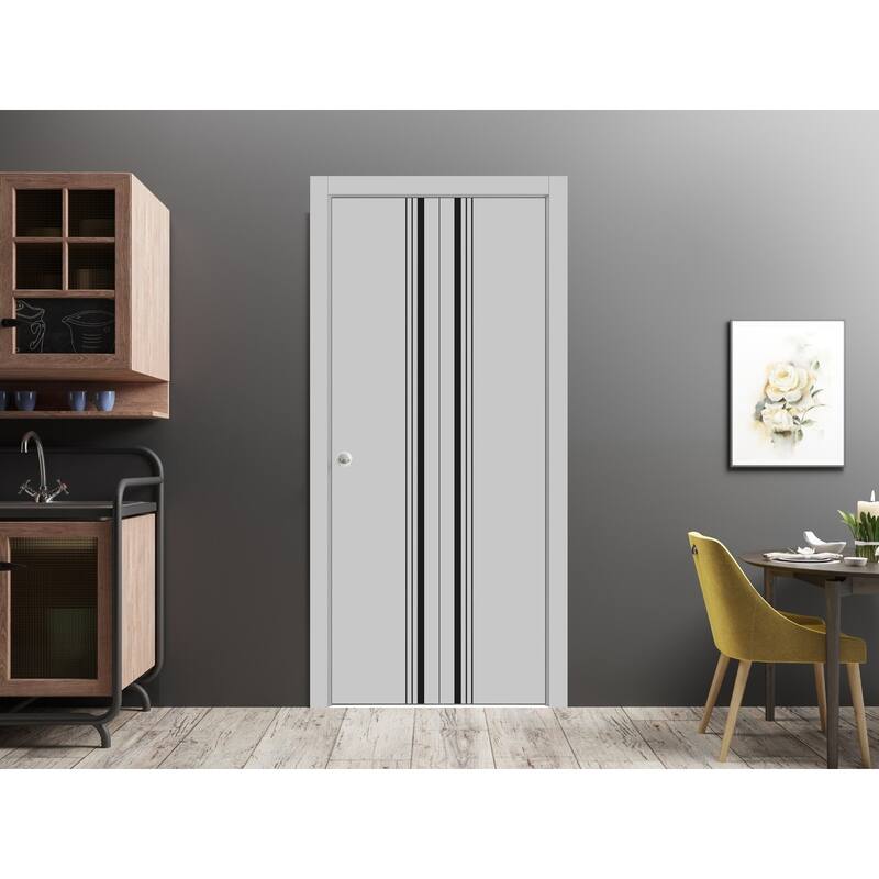 Bi-fold Doors 36 x 80 Planum 0011 Grey Matte with Sturdy Tracks