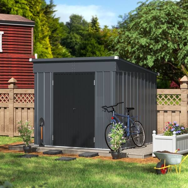 VEIKOUS 10'x6' Outdoor Storage Shed with Galvanized Steel Double Doors - 10×6
