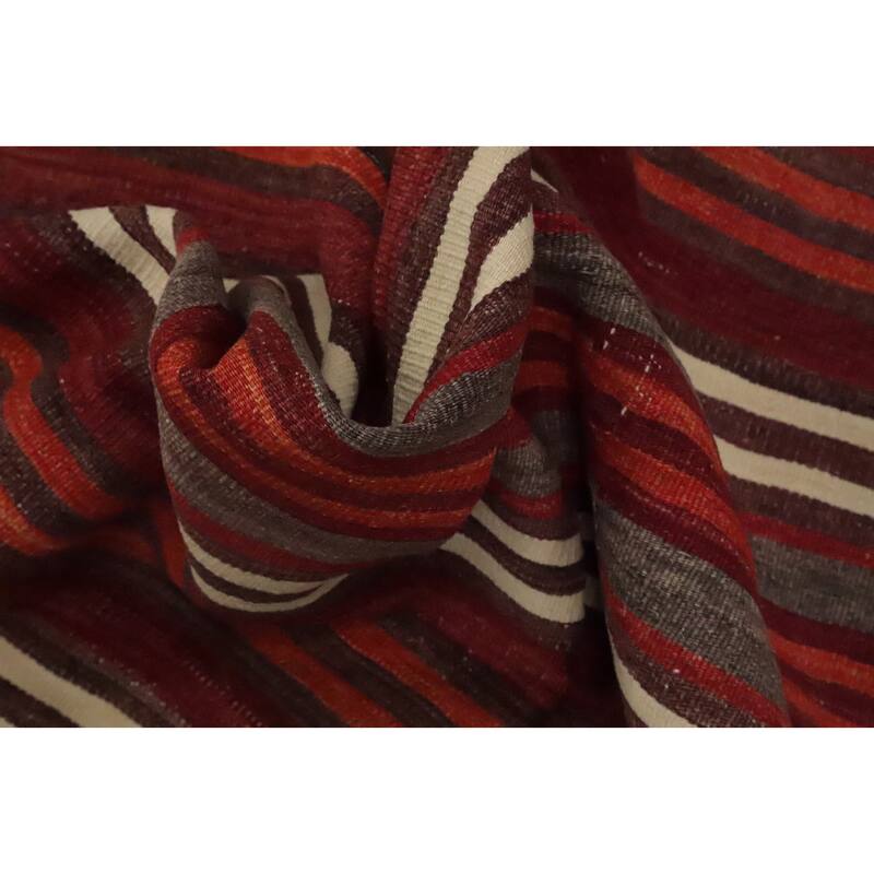 Hand Woven Oriental 100% Wool Carpet Southwestern Geometric Red Kilim Runner Rug - 9' 0'' X 4' 4''