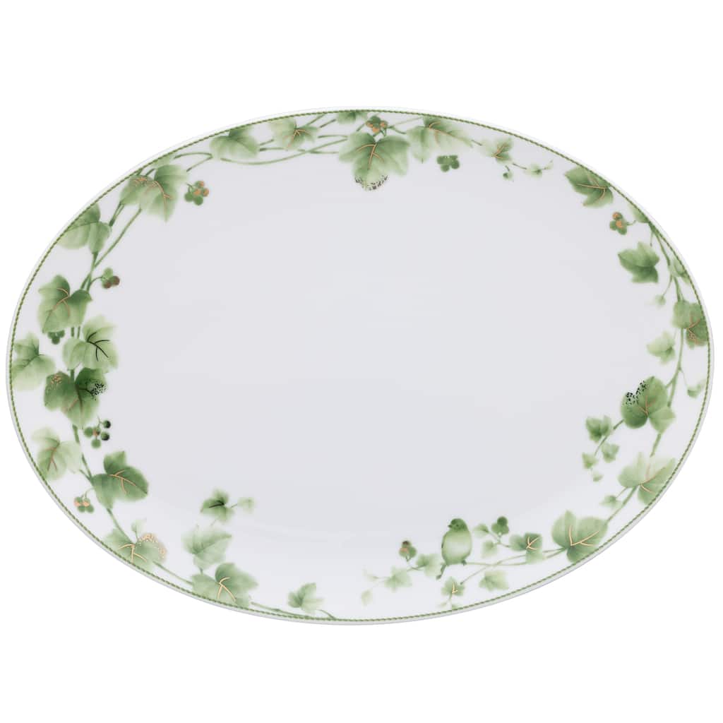 Ivy Whisper Oval Platter, 14.5"
