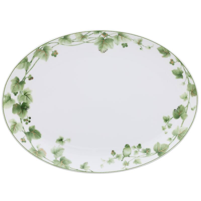 Ivy Whisper Oval Platter, 14.5"