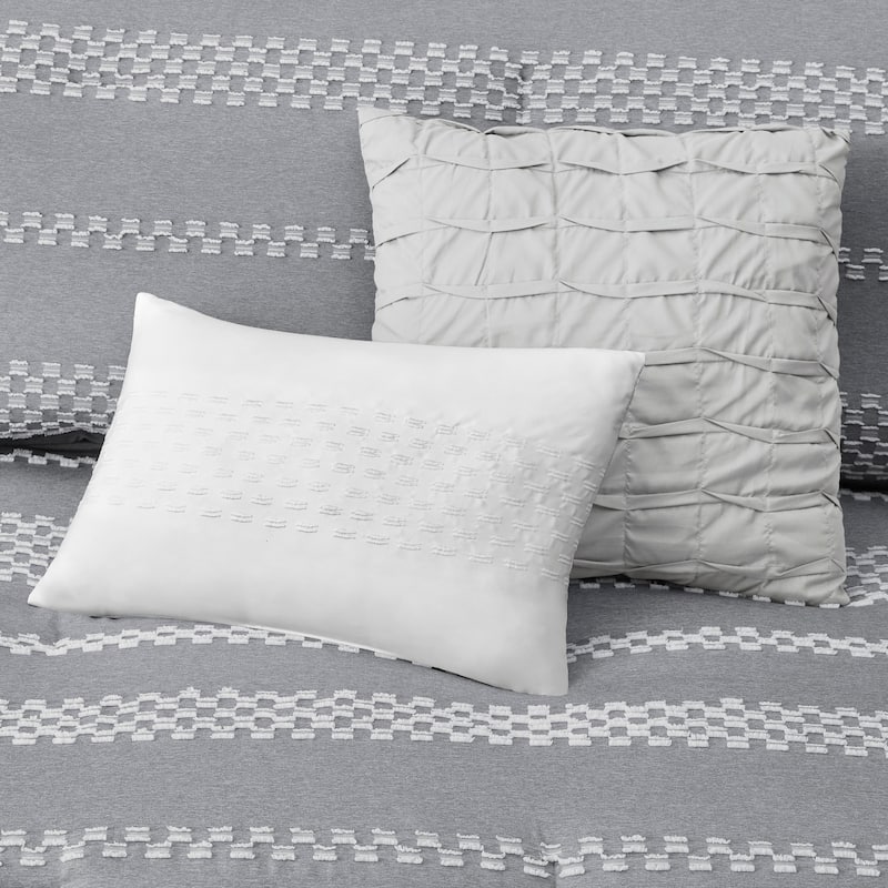 Madison Park Hendry 5 Piece Clipped Jacquard Comforter Set with Throw Pillows