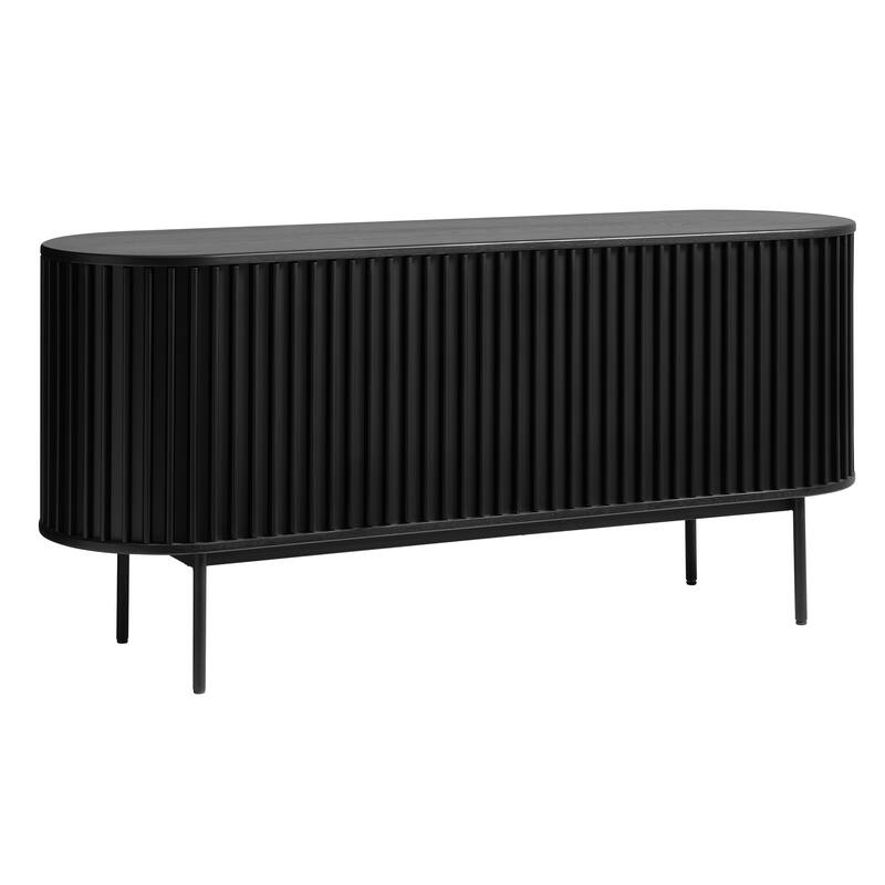Rye Studio Contemporary Black Oak Sideboard with Sliding Doors - 17.75"W x 63"L x 28.75"H