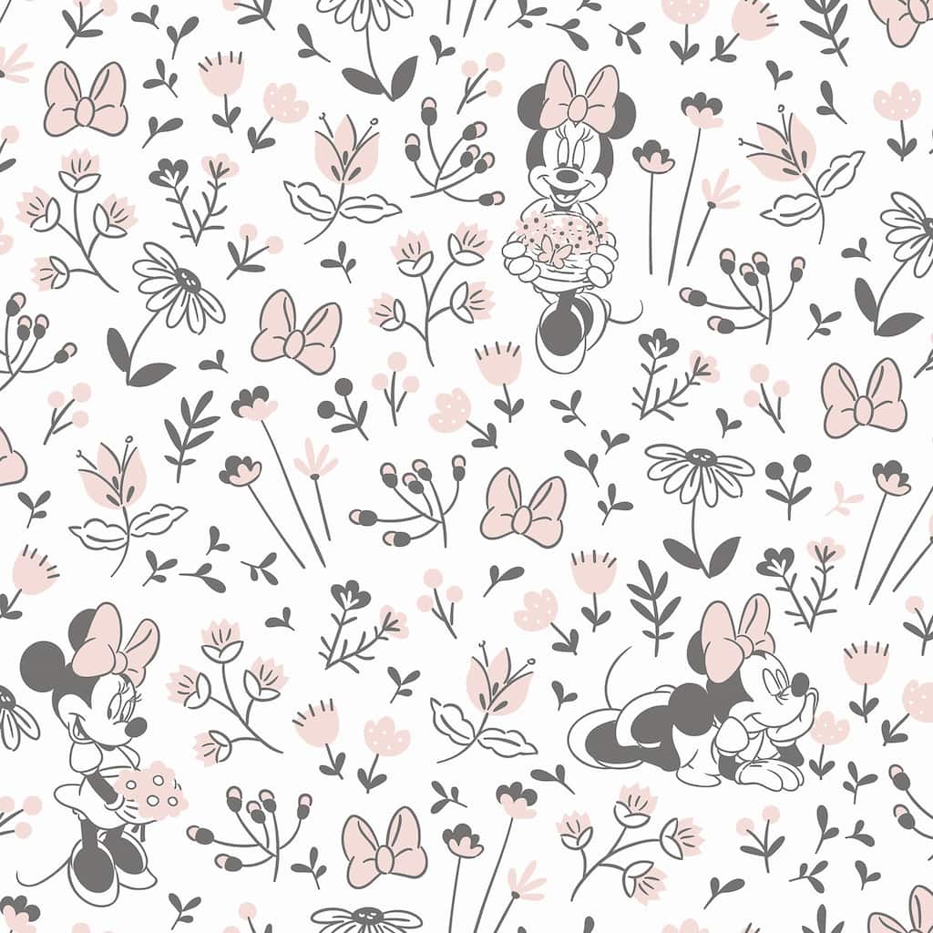 Disney Minnie Mouse Pretty as a Flower Black and White Peel and Stick Wallpaper - 216 x 20.50