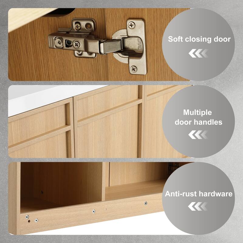 Beingnext 48"/60" Wall-Mounted Bathroom Vanity with Sink, Floating Bathroom Vanity with Soft Close Door