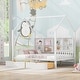 preview thumbnail 13 of 22, Full Size House Bed for Kids with Storage Drawers and Shelf, Wooden Bed with Roof White