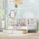 preview thumbnail 1 of 22, Full Size Wooden House Bed with Roof, Storage Drawers, and Shelf, Kids Play Bed White