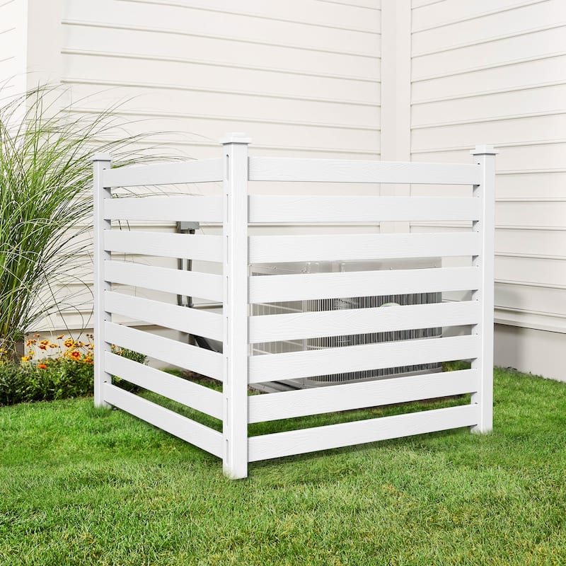 LUE BONA 38 in. x 46 in. Garden Fence Panels Outdoor 2 Panels Recycled Plastic Privacy Air Conditioner Fence