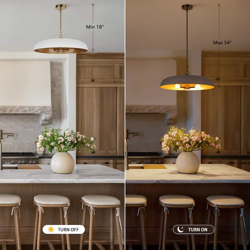 LamQee 20" Pendant Light Metal Dome Ceiling Hanging Chandelier - 19.7 inch