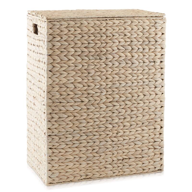 Large Laundry Hamper Basket w Lid and Liner Water Hyacinth