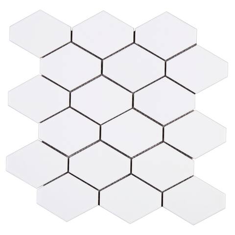 TileGen. Diamond 4" x 4 Porcelain Mosaic Tile in White Floor and Wall Tile (10 sheets/8.2sqft.)