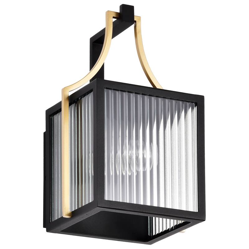 Holden Small Outdoor Lantern Gold and Black Finish Clear Glass - Black / Gold