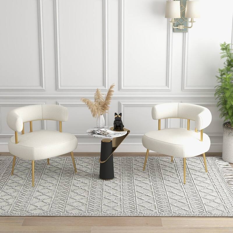 SEYNAR Mid Century Velvet Accent Chair with Golden Legs, Set of 2