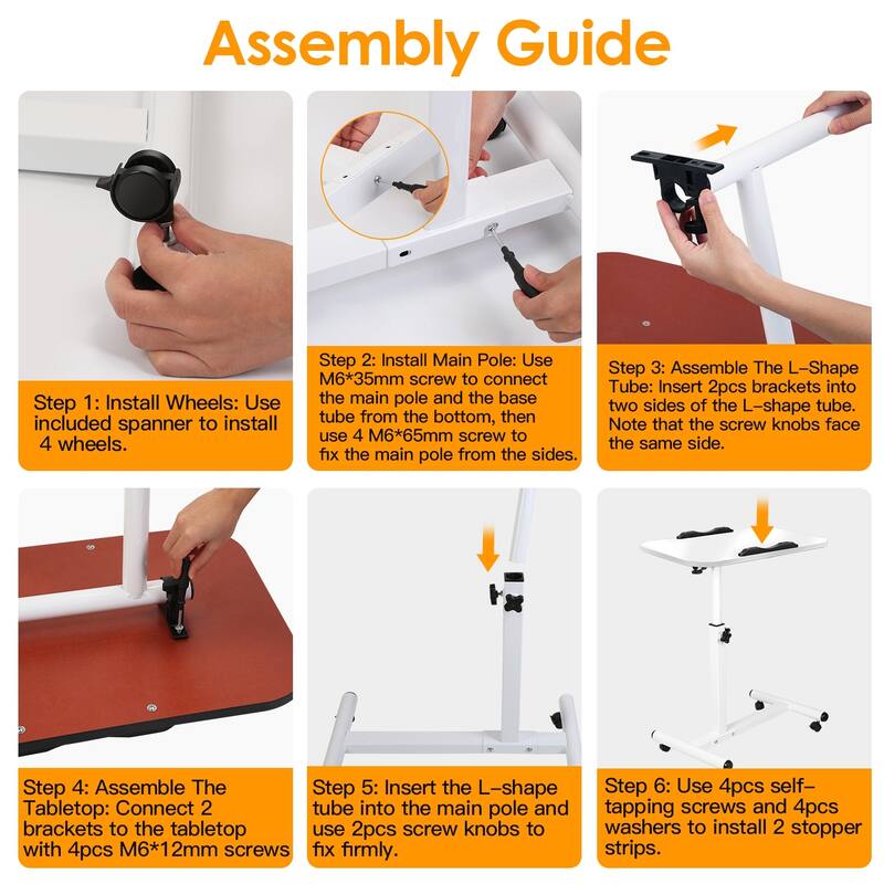 White Height Adjustable Standing Desk with Swivel Top and Lockable Wheels Perfect for Laptop Use