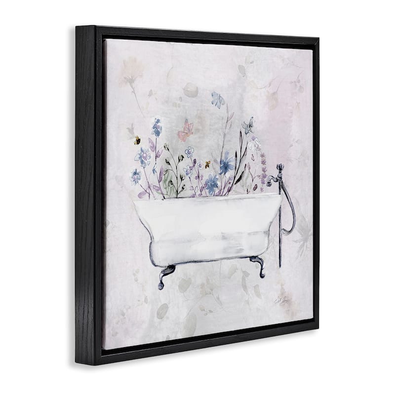 Stupell Antique Bathtub Botanicals Framed Floater Canvas Wall Art Design By Stella Chang