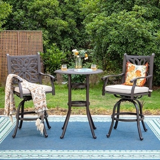 MAISON ARTS 3-Piece Cast Aluminum Patio Bar Stool Set of Bar