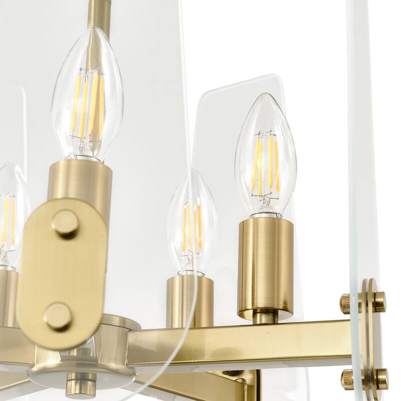 5-Lights Modern Gold - Toned Chandelier with Transparent Panels