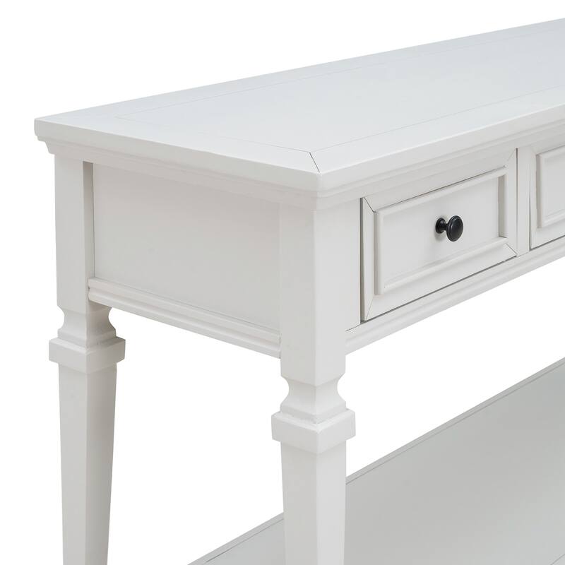 Classic Retro Style Console Table with Three Top Drawers and Open Style Bottom Shelf