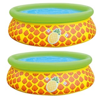 JLeisure 5' x 16.5" 3D Pineapple Inflatable Outdoor Kid Swimming Pool (2 Pack) - 26