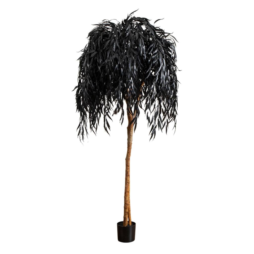 Artificial Willow Halloween Tree with Pot - 6' - Black and Brown