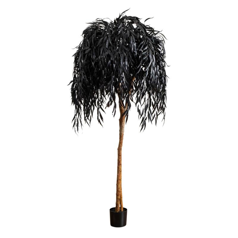 Artificial Willow Halloween Tree with Pot - 6' - Black and Brown