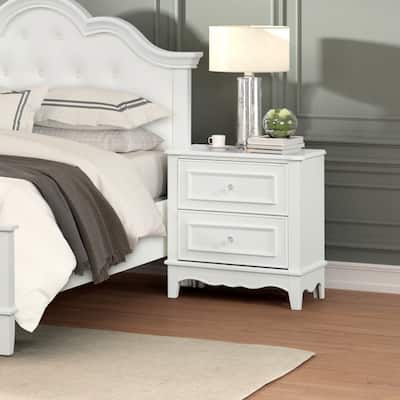 Furniture of America Lindsey Traditional White Wood 2-Drawer Nightstand