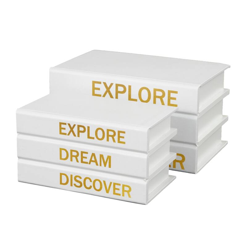 Black or White Canvas Box with White or Gold Explore, Dream, Discover Text (Set of 2)