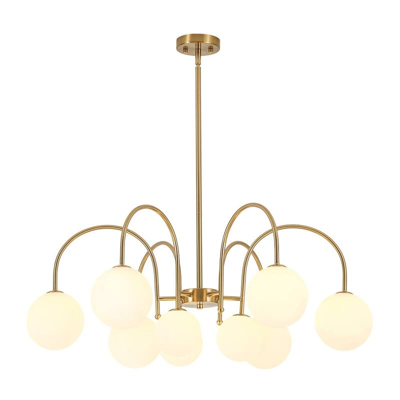 Mid-Century Tiered Frosted Glass Globe Round Sputnik Chandelier